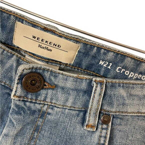 MaxMara Weekend high rise light wash cropped cigarette jean size 12 - Picture 3 of 8